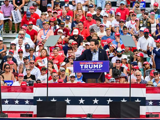 US Senator Marco Rubio speaks during a campaign rally for former US President Donald Trump. Picture: AFP
