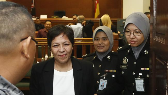 Australian Maria Elvira Pinto Exposto leaves her hearing at the Shah Alam High Court after being found not guilty. Picture: AP