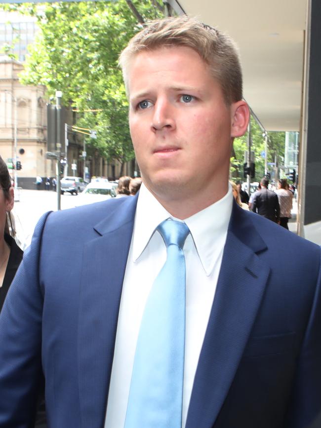 Sam Walker leaves the Melbourne Magistrate Court. Picture: AAP/David Crosling