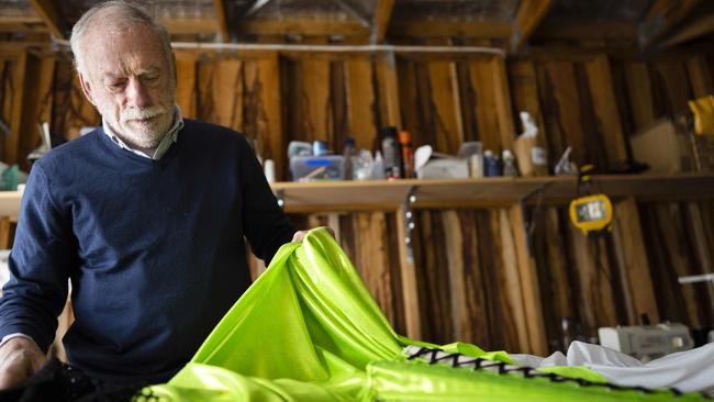 Corset maker Anthony Phillips at work on one of the Rocky Horror costumes in his Lalla workshop. Picture: Rob Burnett