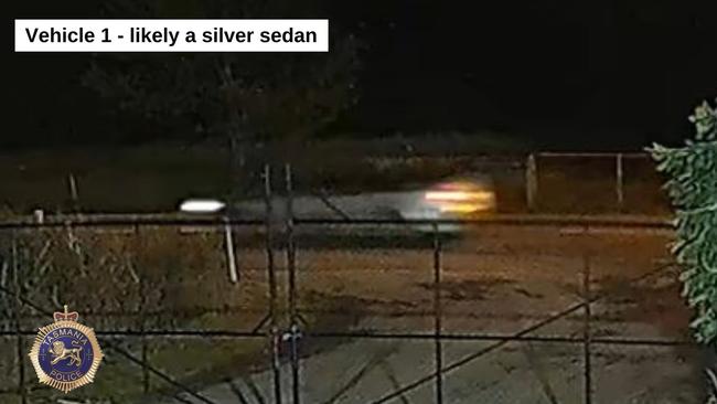 The first vehicle of interest is likely a silver sedan. Picture: Tasmania Police