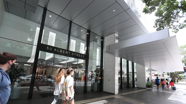 The entrance to the tower at 53 Albert Street, Brisbane. Picture: Annette Dew