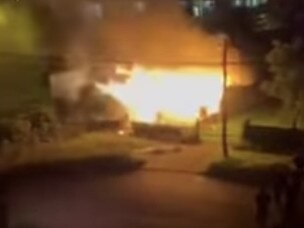 The house was alleged to have been set alight by New Year’s Eve fireworks. Picture: 7 News