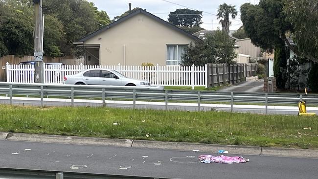 Police have cornered off Boronia Rd after an alleged hit-run. Picture: Erin Constable