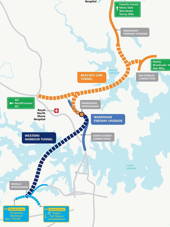 Western harbour beaches link tunnel concept map.