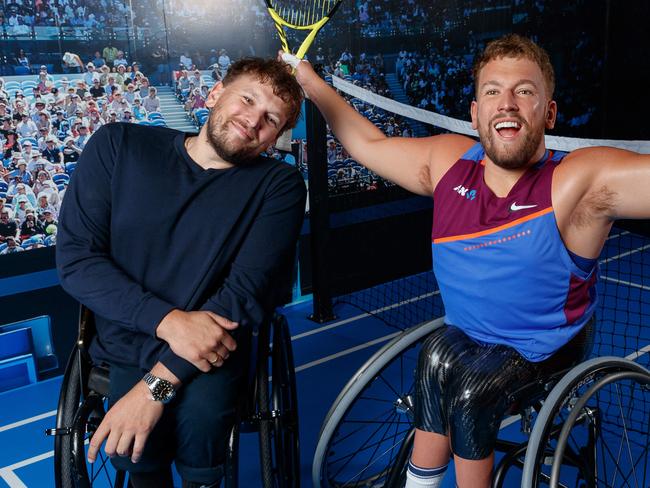 SYDNEY, AUSTRALIA - NewsWire Photos NOVEMBER 23, 2022: Exclusive first unveiling of Paralympian, Dylan Alcott's (AO) wax figure at Madame Tussauds in Darling Harbour. Picture: NCA NewsWire / David Swift