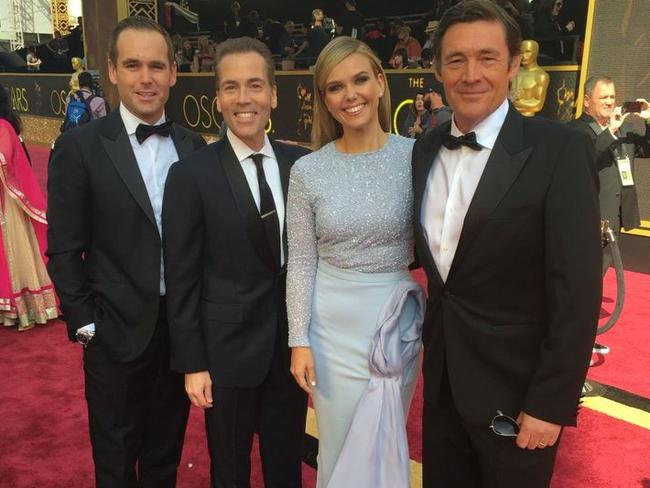 Edwina with some of her Sunrise team, including US correspondent Nelson Aspen, second left. Picture: Instagram.