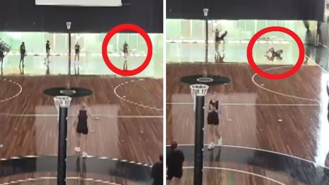 Collingwood netball player Molly Jovic kicked a long bomb straight into the hoop.