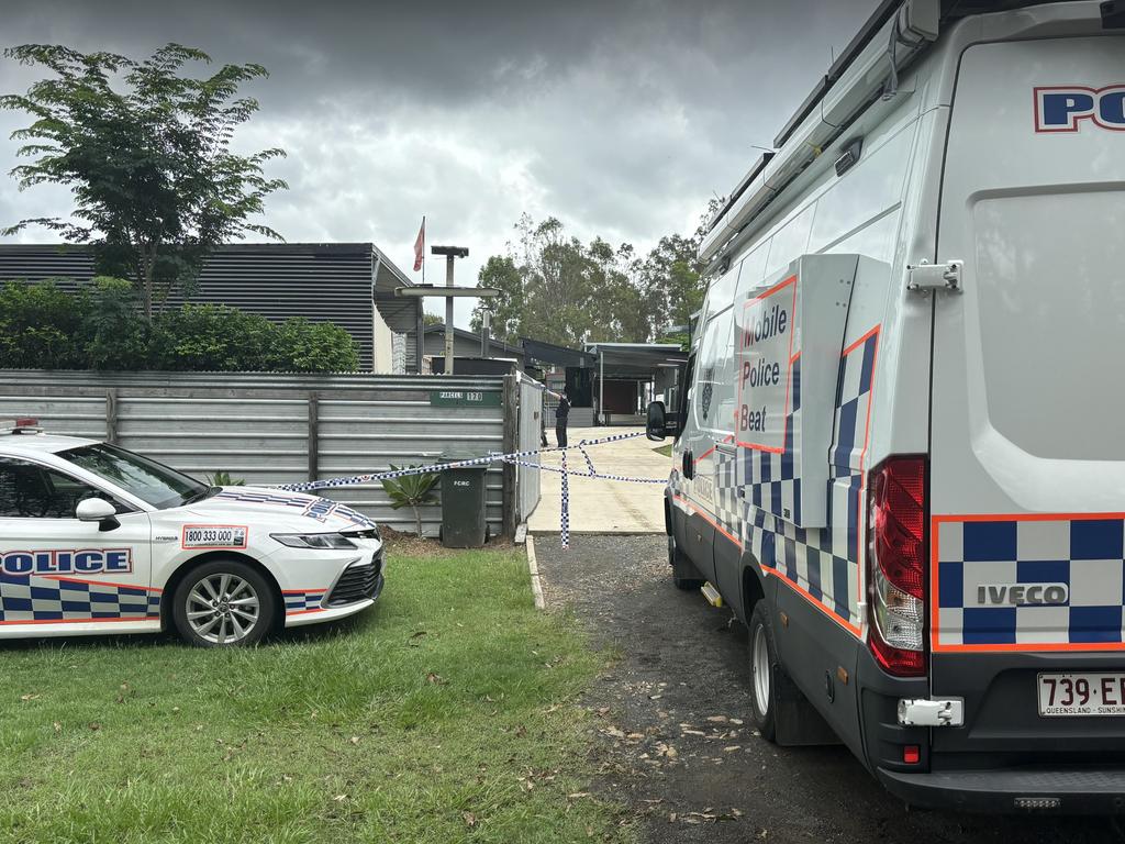 Police at the Owanyilla house on Old Gympie Road on the Fraser Coast where Alana Martin was found dead. Photo: Carlie Walker