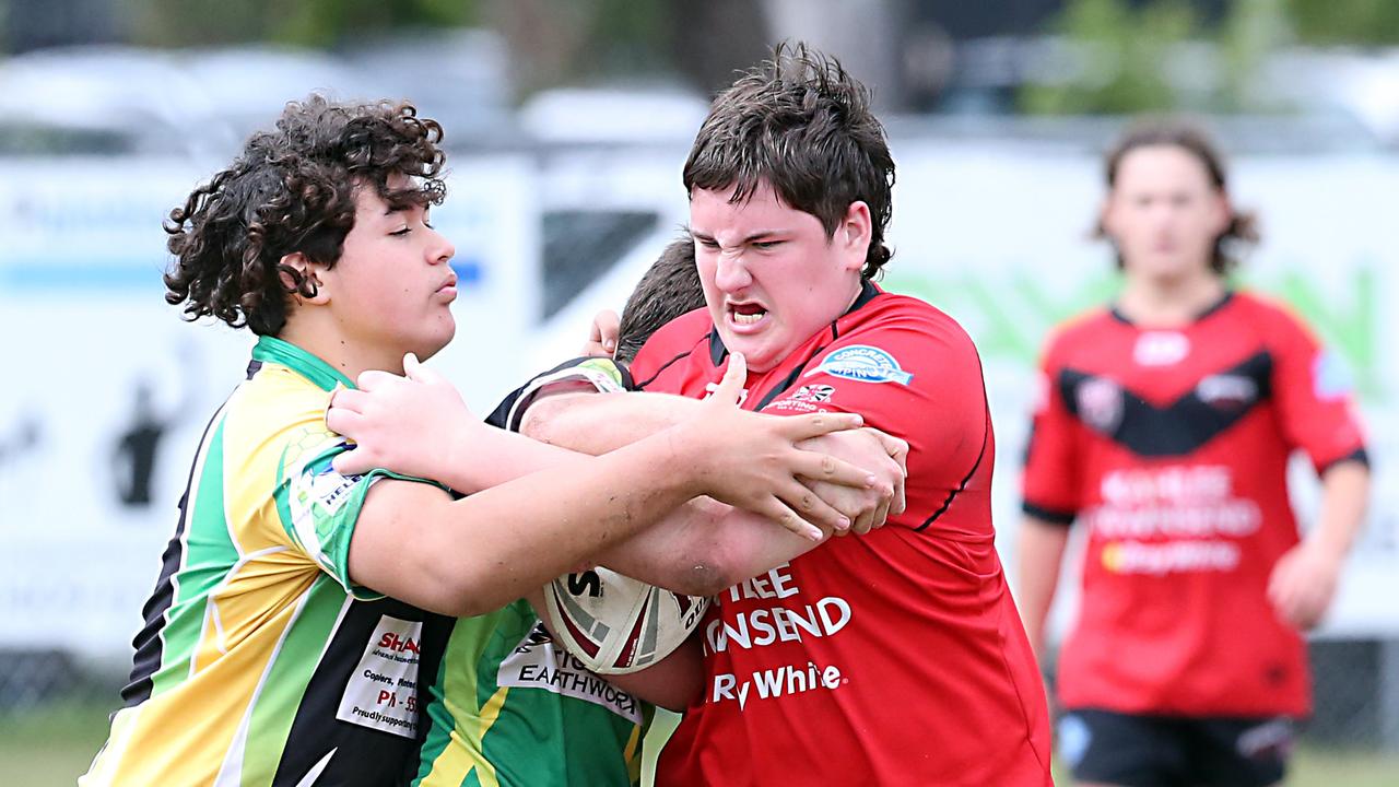 A Rugby League Gold Coast junior gala day at Burleigh Bears Junior Rugby League Club.Under 14s. Mudgeeraba vs Helensvale. Number 20.5 September 2021 Miami Picture by Richard Gosling