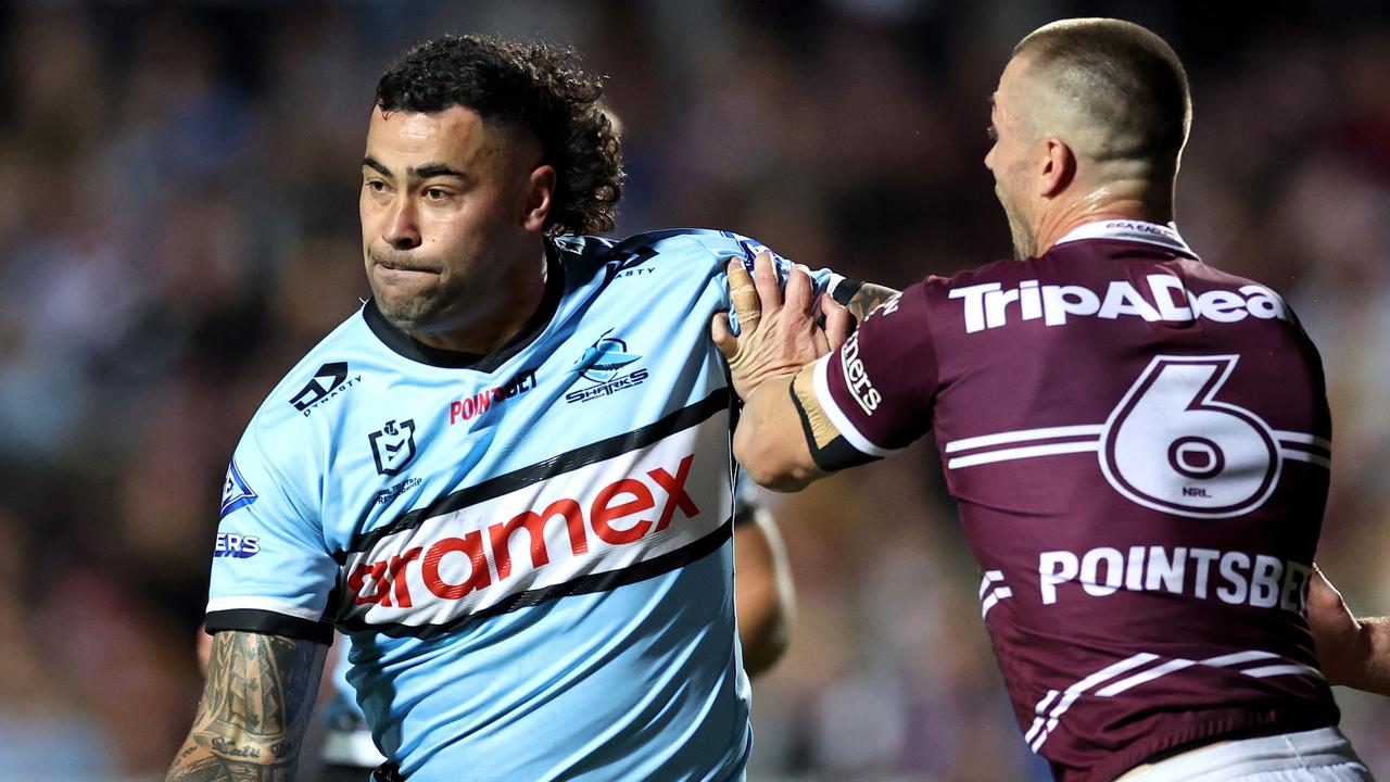 Andrew Fifita slips a pass away. Picture: Cameron Spencer/Getty Images