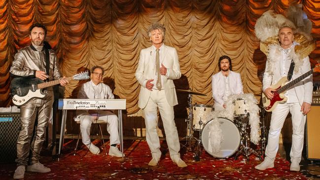 Australian rock band Crowded House, whose seventh album 'Dreamers Are Waiting' was released in June 2021. L-R: Liam Finn, Mitchell Froom, Neil Finn, Elroy Finn and Nick Seymour. Picture: supplied
