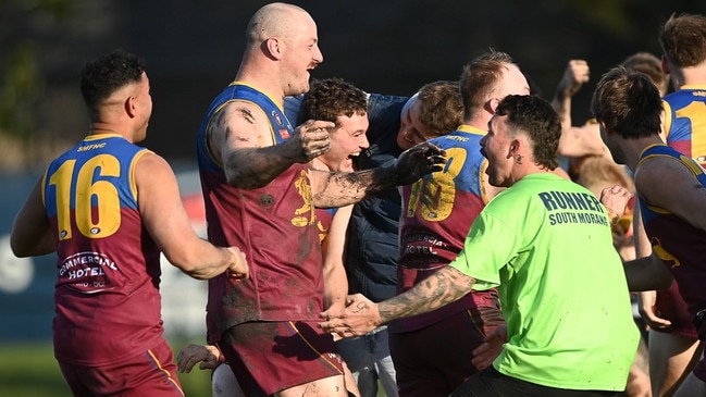 Nathan Stefanile celebrates South Morang's premiership win. Picture: Field of View Photography