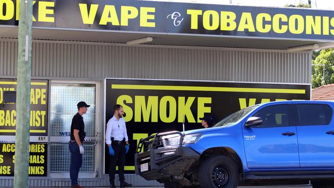 Authorities raided three tobacconist and vape shops across Mackay as part of a statewide Queensland Health-led multi-agency operation. Picture: MHHS