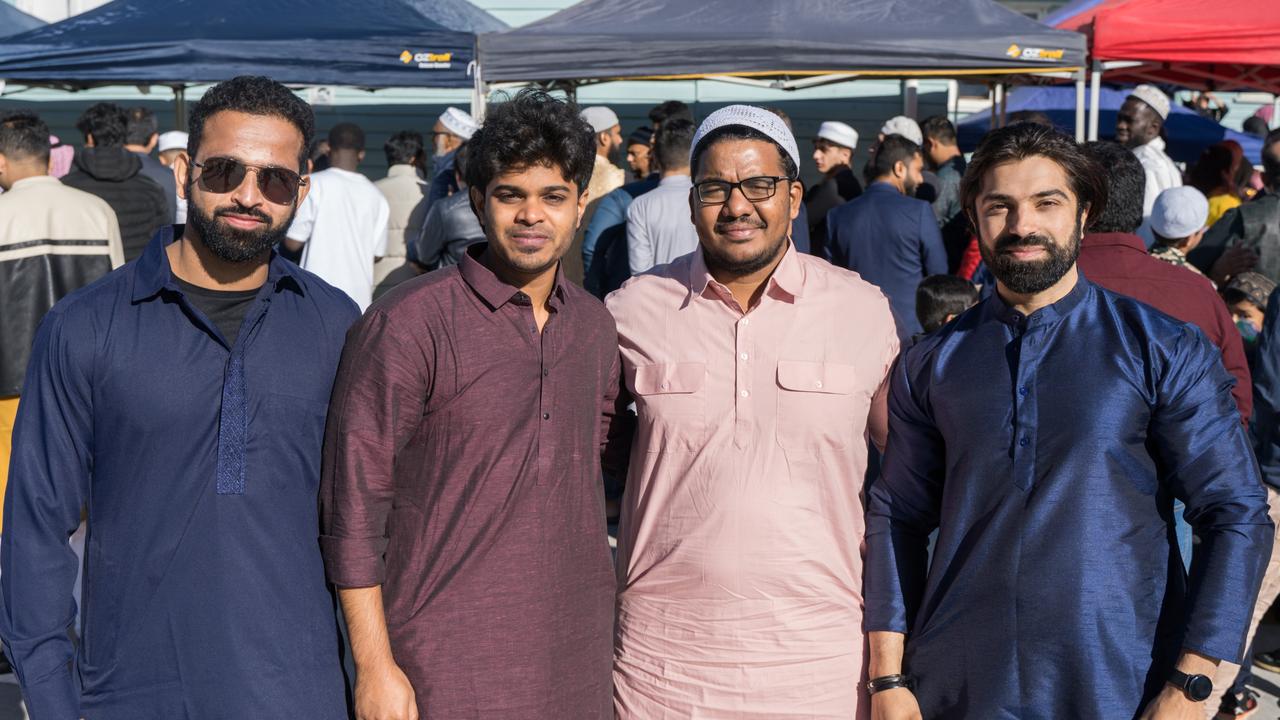 Rujaz, Imran, Tanveer (India) and Saad (Pakistan) at Toowoomba Mosque eid al-fitr celebrations. Wednesday, April 10, 2024 Picture: Christine Schindler