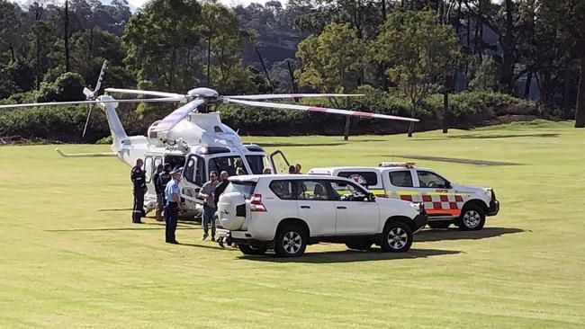 The zookeeper was loaded from an ambulance to helicopter after the attack.