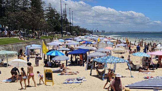 Beachgoers at Mooloolaba Beach. Picture: Contributed