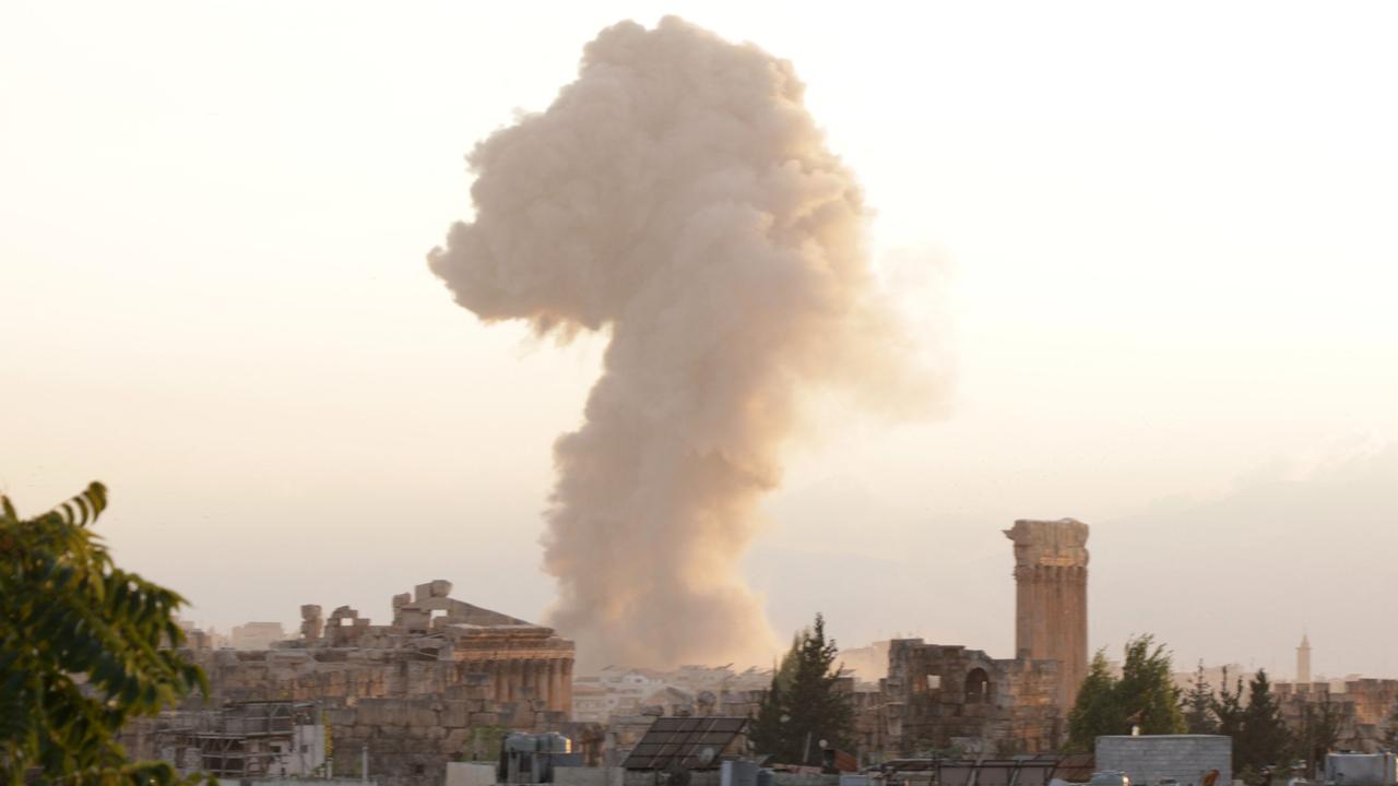 Smoke billows from the site of an Israeli air strike on the Lebanese city of Baalbeck in the Bekaa valley on September 23, 2024. Picture: Nidal Solh/AFP