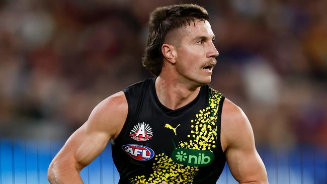 Richmond co-vice-captain Liam Baker will return against Essendon in the Dreamtime game after a fortnight on the sidelines. Picture: Michael Willson / Getty Images