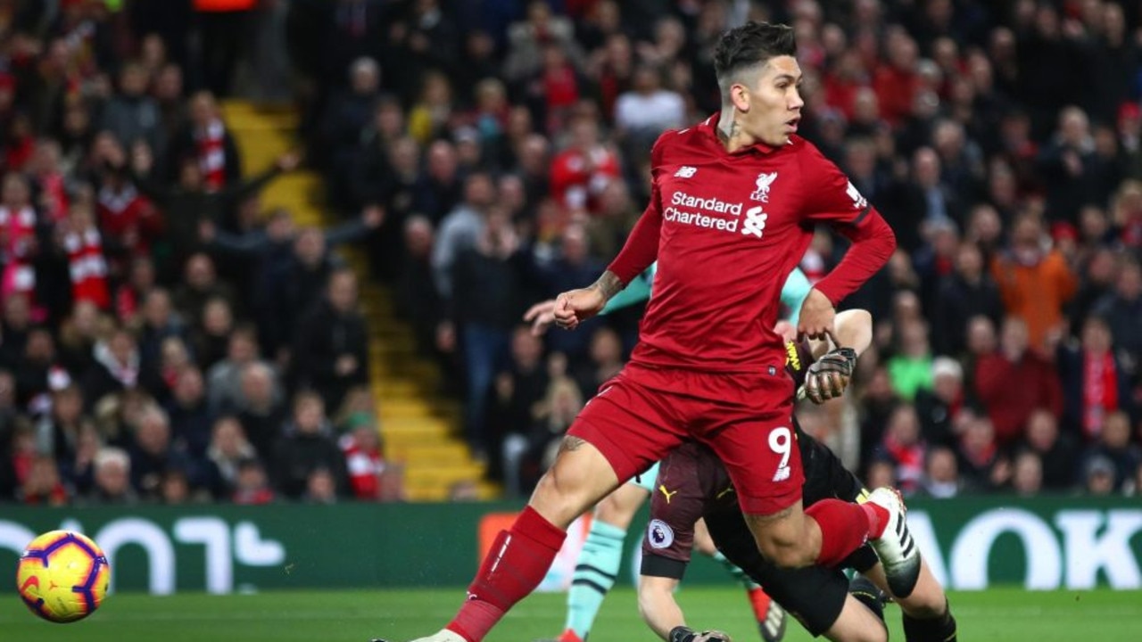 Roberto Firmino scores a trademark no-look goal for Liverpool against Arsenal