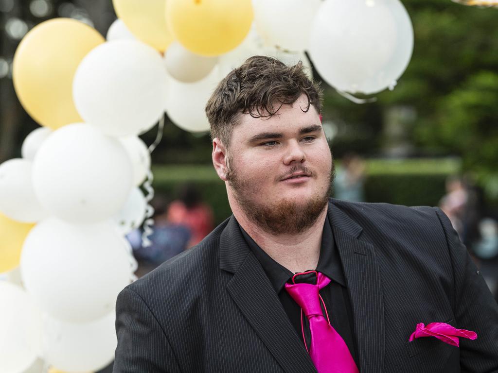 Bradley Lorkin at Centenary Heights State High School formal at Picnic Point, Friday, November 15, 2024. Picture: Kevin Farmer