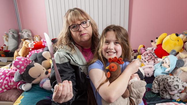 Debbie McKenzie received a letter from Morphett Vale East School last Friday stating that her 11-year-old granddaughter Liviah would be suspended for allegedly bringing a butter knife to school. Picture: Brett Hartwig