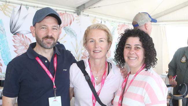Peter Zappia, Heidi Simpson and Mim Zappia at day three of the Pacific Airshow, 20 August 2023. Picture: Richard Gosling