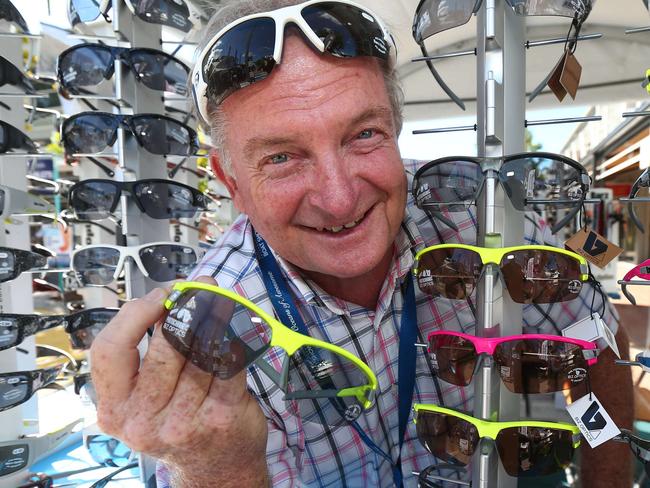 Pictured at the Sanctuary Cove Boat Show , Kevin Barr of Barz Optics with his Floating sun glasses   . Picture Mike Batterham