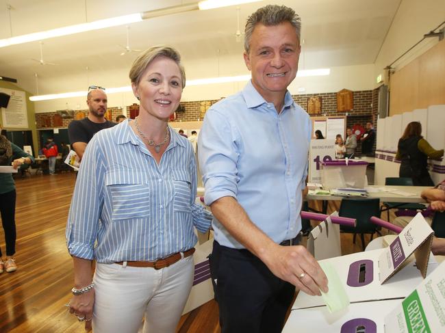 Kingsford Smith Labor MP Matt Thistlethwaite with wife Rachel at Maroubra Junction Public School.