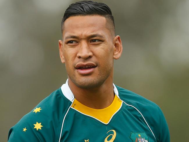 BRISBANE, AUSTRALIA - SEPTEMBER 09: Israel Folau looks on during the Australian Wallabies captain's run at Ballymore Stadium on September 9, 2016 in Brisbane, Australia. (Photo by Chris Hyde/Getty Images)