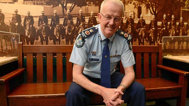 Retiring Queensland Police Commissioner Bob Atkinson poses for a photo at police headquarters in Brisbane, Monday, Oct. 22, 2012. Mr Atkinson will officially retire on October 31 after 12 years as Commissioner and 44 years in the force. He will be replaced by his now deputy Ian Stewart. (AAP Image/Dan Peled) NO ARCHIVING