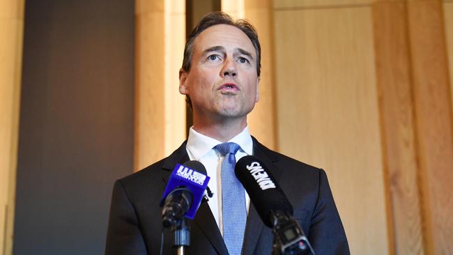 Greg Hunt after the COAG health ministers’ meeting in Sydney today. Picture: AAP