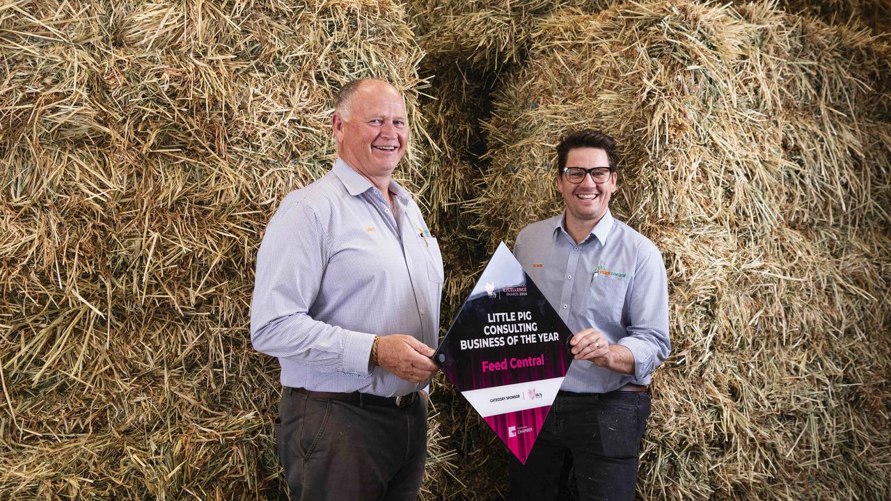 Feed Central national sales manager David Clothier (left) and operations manager Mark Gierke as the Charlton business win four titles at the Little Pig Consulting Business Excellence Awards including Business of the Year, Tuesday, October 22, 2024. Picture: Kevin Farmer