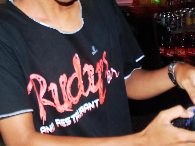 A staff member at Rudy's Pub and Restaurant on Gili Trawangan where Perth teenager Liam Davies died after drinking methanol-laced vodka in December, 2012.