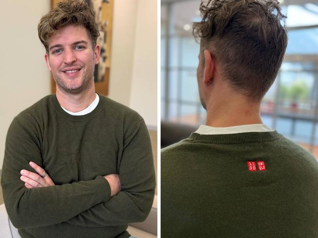 We tried out the best sweaters right now, including this 100% Cashmere Crew Neck Sweater from Uniqlo. Picture: Troy Nankervis
