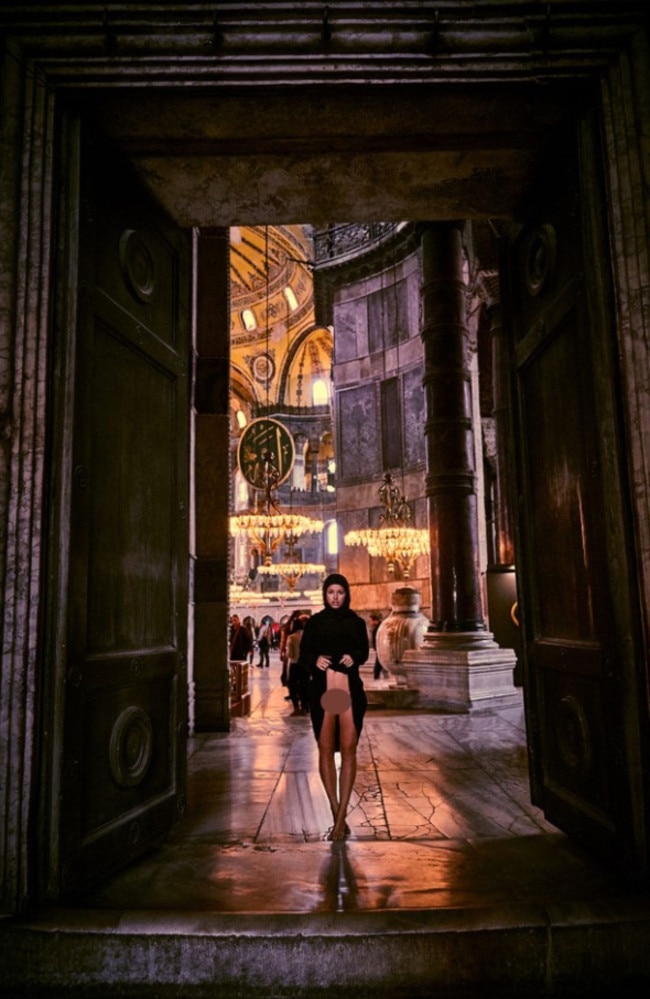 Marisa Papen was pictured at the Hagia Sophia mosque in Istanbul in 2018, when it was a museum. Picture: Newsflash/Australscope