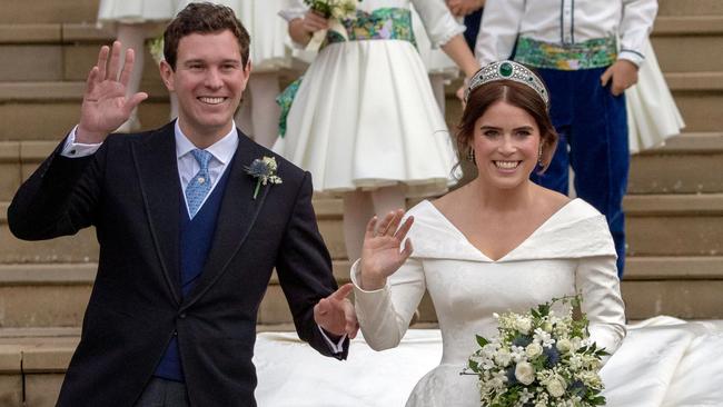 Princess Eugenie of York and her husband Jack Brooksbank. Picture: Steve Parsons.