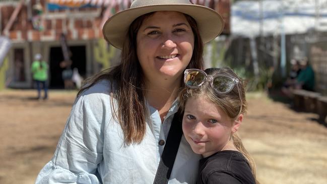 Krystle and Ellie Backhaus, from Eudlo, enjoy day one of the 2024 Gympie Muster, at the Amamoor State Forest on August 22, 2024.