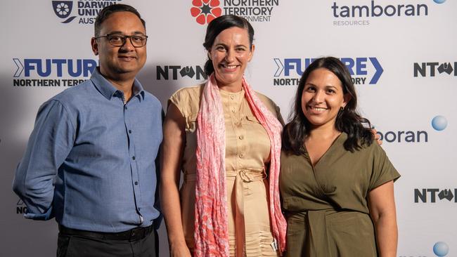 Claire Punch, Sevasti Makrylos and Adrian Massey at the NT News Futures Northern Territory forum 2024. Picture: Pema Tamang Pakhrin