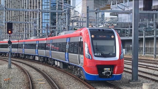 A test train on the newly-electrified Gawler line. Picture: Brenton Edwards