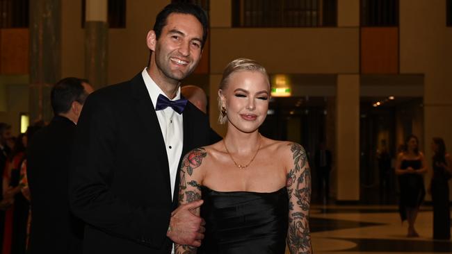 Josh Burns and Georgie Purcell at the Midwinter Ball at Parliament House on Wednesday night. Picture: NewsWire/ Martin Ollman