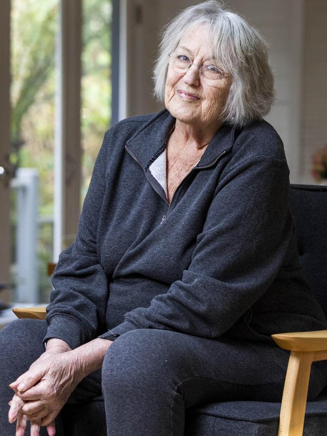 27/06/22 Professor Germaine Greer, pictured in her home on the Mornington Peninsula after being released from aged care.. Aaron Francis / The Australian