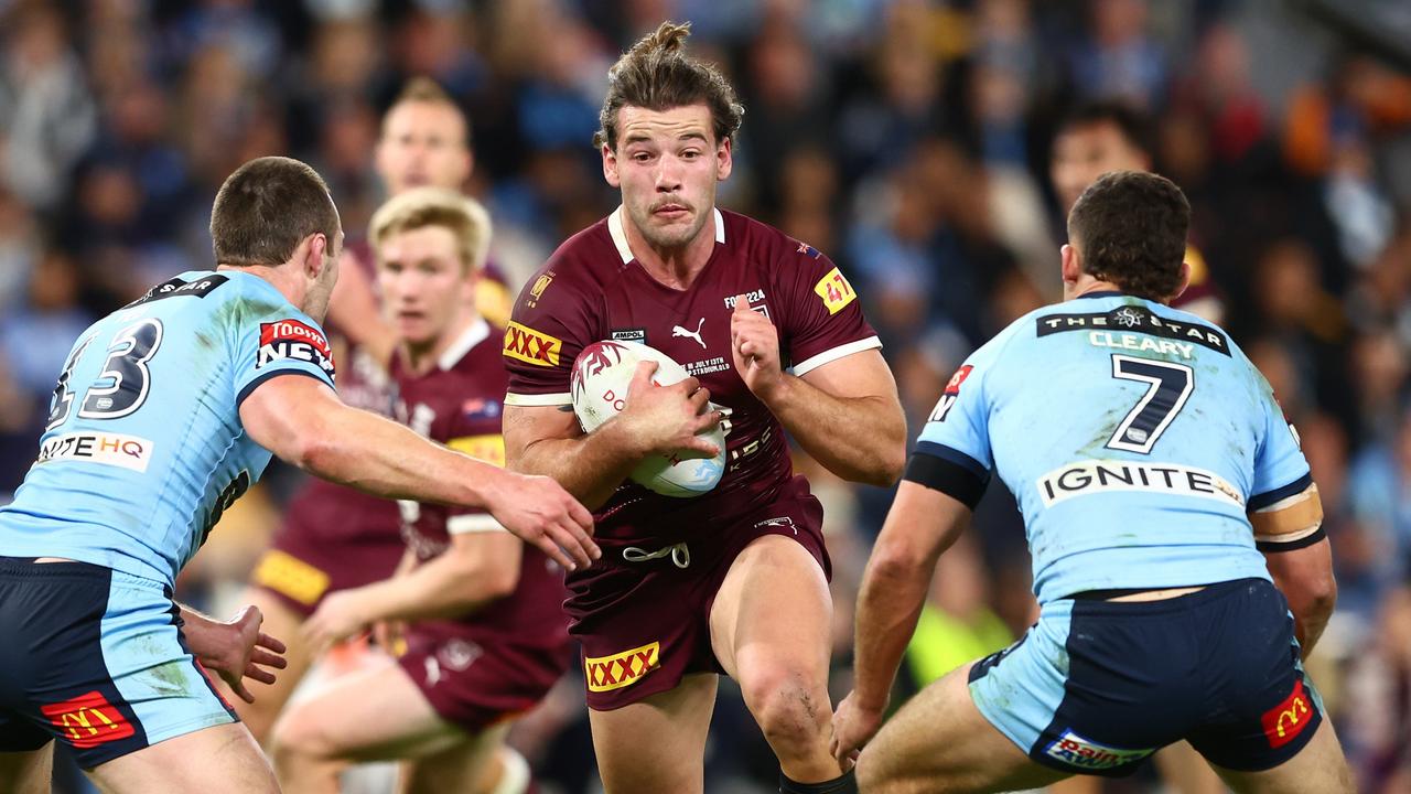 Broncos forward Pat Carrigan was the Wally Lewis medallist in the Origin series. Picture: Chris Hyde/Getty Images