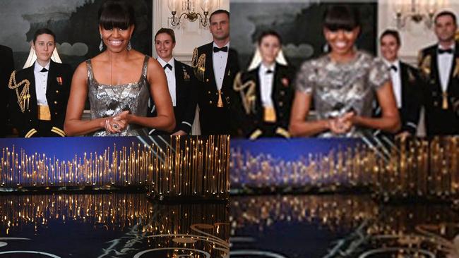 Iran ... TV censors photoshopped Michelle Obama's Oscars dress so it covered her chest and shoulders.