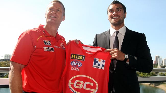 Guy McKenna and Karmichael Hunt have stars in their eyes at the former NRL star’s conversion to Aussie rules.