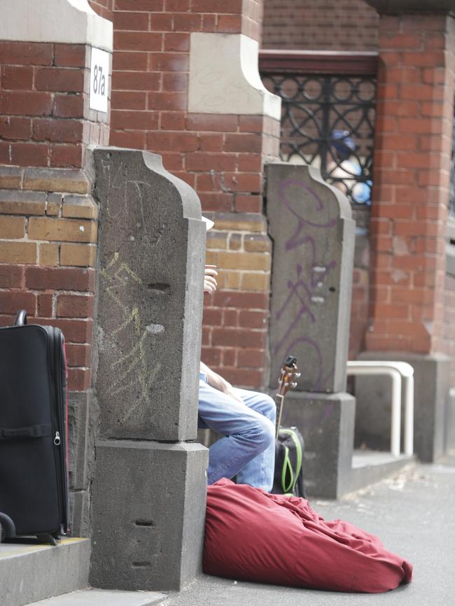 A homeless person in Melbourne’s suburbs. Picture: Valeriu Campan