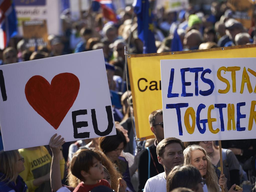 Demonstrators march calling for a People's Vote on the final Brexit deal, in central London on October 20, 2018. Picture: AFP