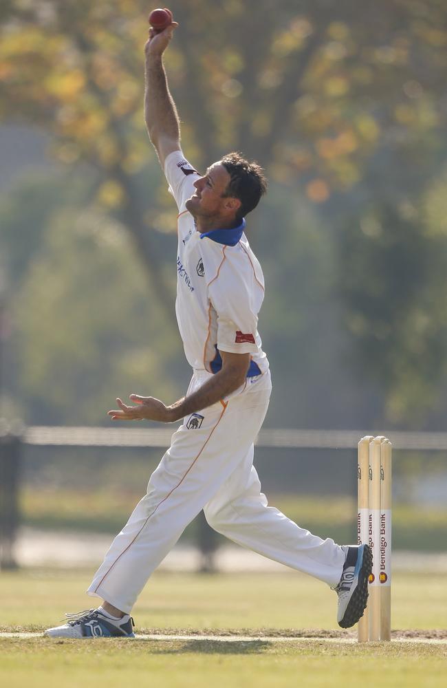 Luke Dallas tosses one up in the grand final against Brighton Union. Picture: Valeriu Campan