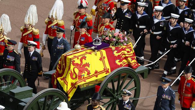 End of an era: the funeral cortege of Queen Elizabeth. Picture: Getty Images