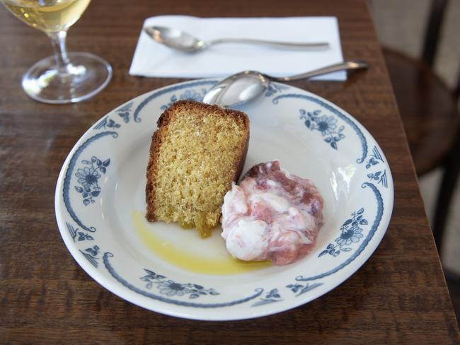 We love the olive oil cake with rhubarb and yoghurt. Picture: Nicki Connolly